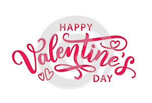 Happy Valentines Day hand drawn text greeting card. Vector illustration