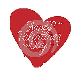 Happy valentines day handwritten text. Vector illustration EPS 10. Hand drawn lettering phrase Happy Valentines Day.