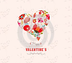 Happy valentines day with heart flowers Floral background