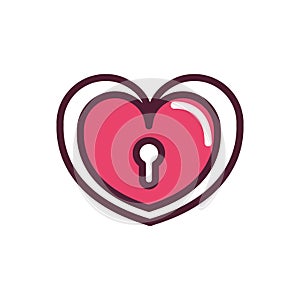 Happy valentines day heart keyhole love romantic feeling icon