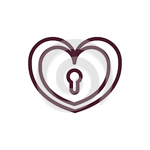 Happy valentines day heart keyhole love romantic feeling icon thick line