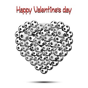 Happy Valentines Day. Heart from the soccer balls