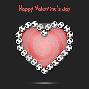 Happy Valentines Day. Heart from the soccer balls