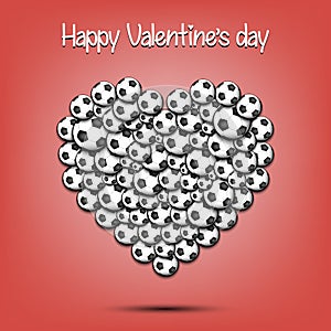 Happy Valentines Day. Heart from the soccer balls