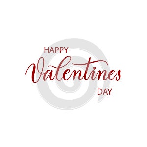 Happy Valentines Day . Holiday red hand lettering vector  on bla