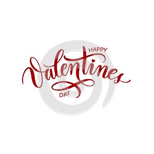 Happy Valentines Day . Holiday red hand lettering vector  on bla