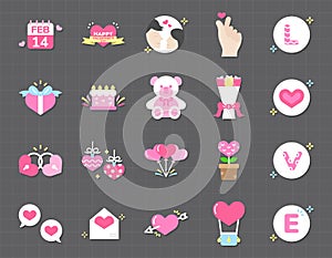 Happy Valentines Day icon set,Vector and Illustration