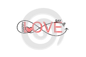 Happy Valentines Day lettering isolated on white background vector illustration. Letters hand drawn composition for gift