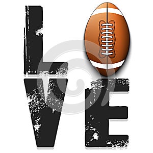 Happy Valentines Day. Love and football ball