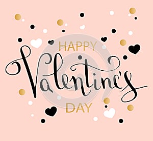 Happy valentines day love greeting card with white low poly style heart shape in golden glitter background