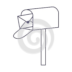 Happy valentines day, mailbox mail envelope messsage letter cartoon line style