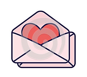 Happy valentines day open envelope heart love messsage