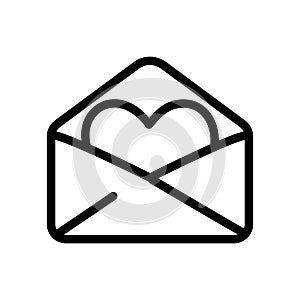 Happy valentines day open envelope heart love messsage thick line