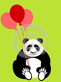 Happy Valentines Day Panda Bear Holding Balloons