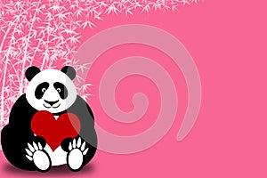 Happy Valentines Day Panda Bear Holding Heart