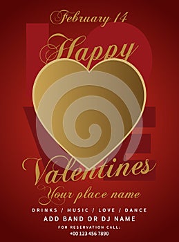Happy Valentines day party flyer poster social media post design