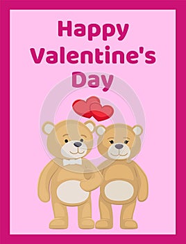 Happy Valentines Day Poster Bear Animals Family