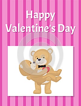 Happy Valentines Day Poster Teddy Bears Couple