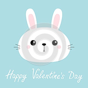 Happy Valentines Day. Rabbit bunny head face round icon. Cute cartoon kawaii funny baby kids character. Happy Easter. Farm animal