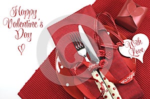 Happy Valentines Day red theme dining table place setting