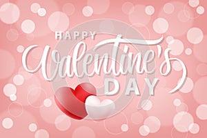 Happy Valentines Day romantic background with realistic hearts. 14 february holiday greetings.