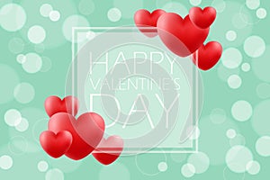 Happy Valentines Day romantic background with red hearts. 14 february holiday greetings.