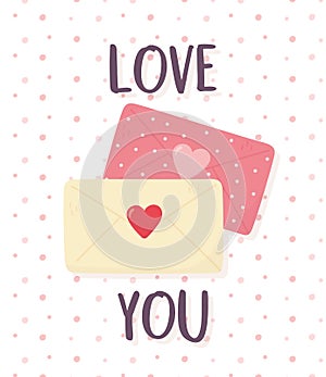 Happy valentines day, romantic envelope mails message
