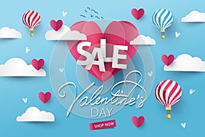 Happy Valentines Day Sale banner, poster or flyer