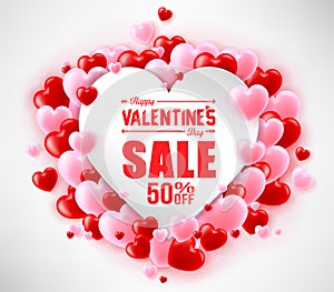 Happy Valentines Day Sale With Hearts For Promotional Purposes