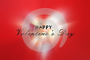 Happy Valentines Day on shining heart shaped illustration background in red. Valentines Day card concept.