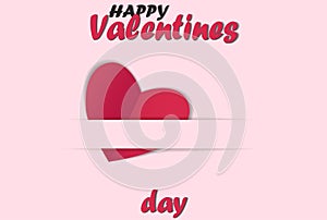 Happy Valentines day text, hand lettering typography poster on red gradient background. Vector illustration. Romantic