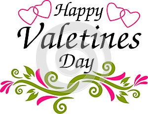 Happy valentines day text and heart on a white background