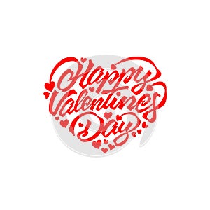 Happy valentines day text lettering heart shape