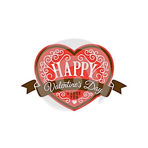 Happy Valentines day text Lettering heart shape