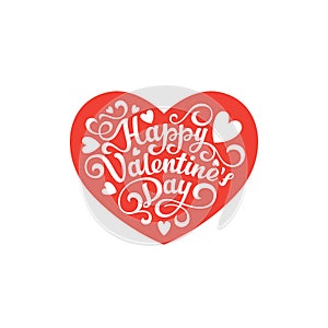 Happy Valentines day text Lettering heart shape