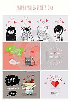 Happy Valentines Day. Trendy Retro Vintage Insignias