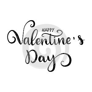 Happy Valentines Day typography poster with hand drawn calligraphy lettering isolated on white background. Vector Illustration.