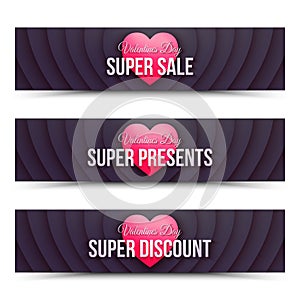 Happy Valentines Day vector web banners