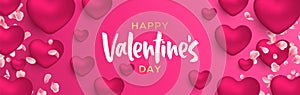 Valentines Day 3d pink heart shape web banner