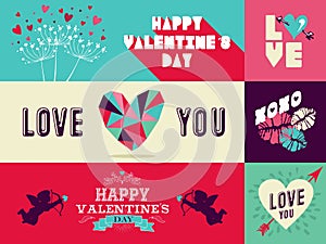 Happy Valentines Day web banner set