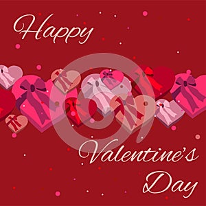 Happy Valentines Day wishes postcard illustration