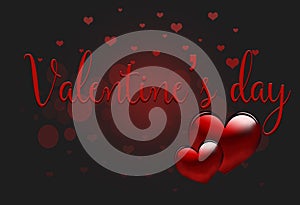 Beautiful Happy Valentines day lettering design with hearts photo