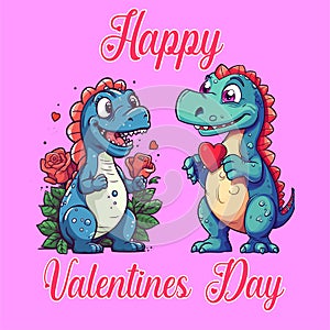 Happy Valetines Day by Cute Dinosaur