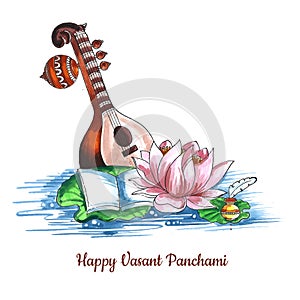 Happy vasant panchami hindu festival celebration card background
