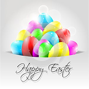 Happy Vector Background with Colorful Eggs in Pock