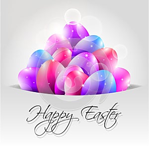 Happy Vector Background with Colorful Eggs in Pock