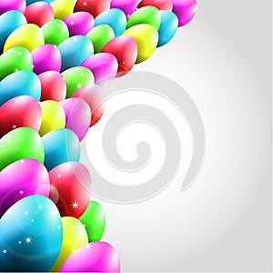 Happy Vector Background with Flying Colorful Eggs