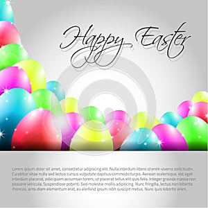 Happy Vector Easter Background with Colorful Eggs