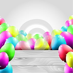 Happy Vector Easter Background with Colorful Eggs