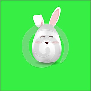 Happy vector kawaii rabbit, bunny, egg for easters day